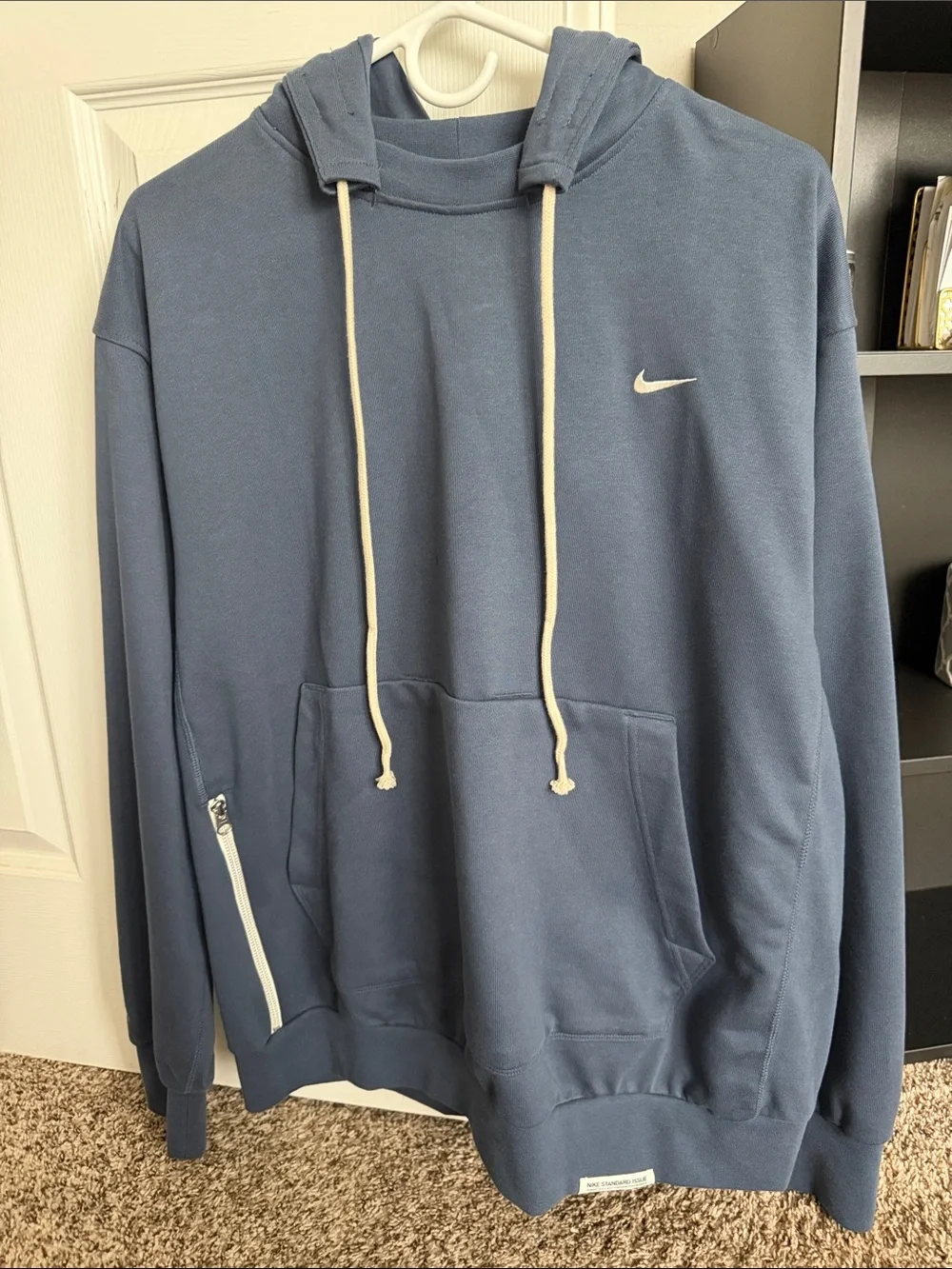 Nike Navy Blue Pullover Hoodie with White Swoosh